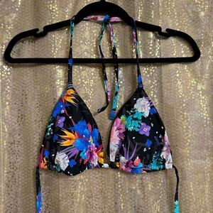 American Eagle X Naito Black Tropical Floral String Bikini Swim Top XL NWT